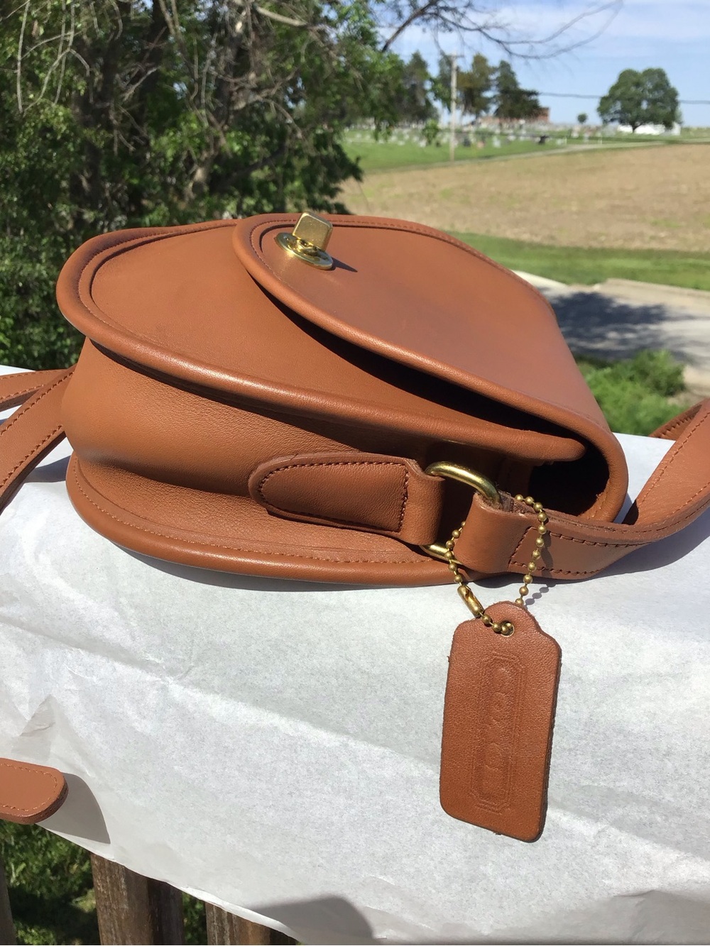 Vintage Coach British Tan Watson Crossbody Bag 9981 - Picture 6 of 15
